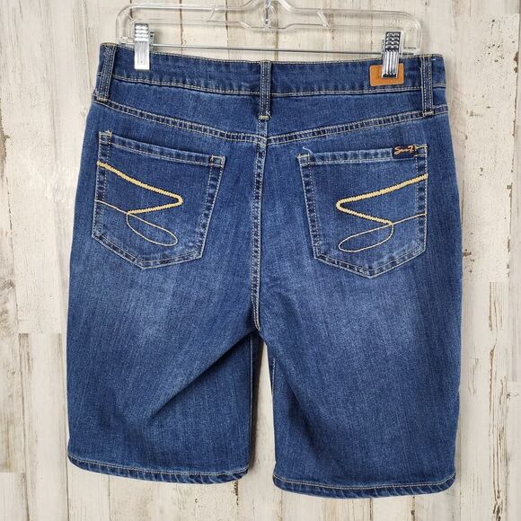 Seven 7 Sunset Bermuda Jean Shorts Blue Size 8 - Picture 2 of 9